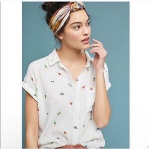 Rails Anthropologie Chase Beach Day Button Front Shirt Top SZ S Vacation Resort